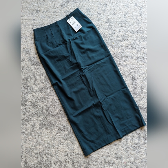 Zara women's viscose skirt dark teal midi length medium - Picture 6 of 7
